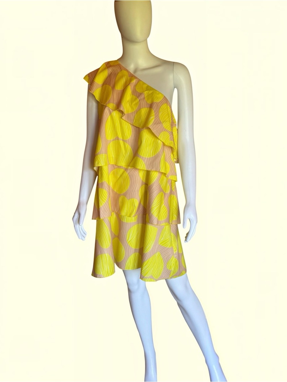 Sunshine Yellow Printed Tiered Mini Dress